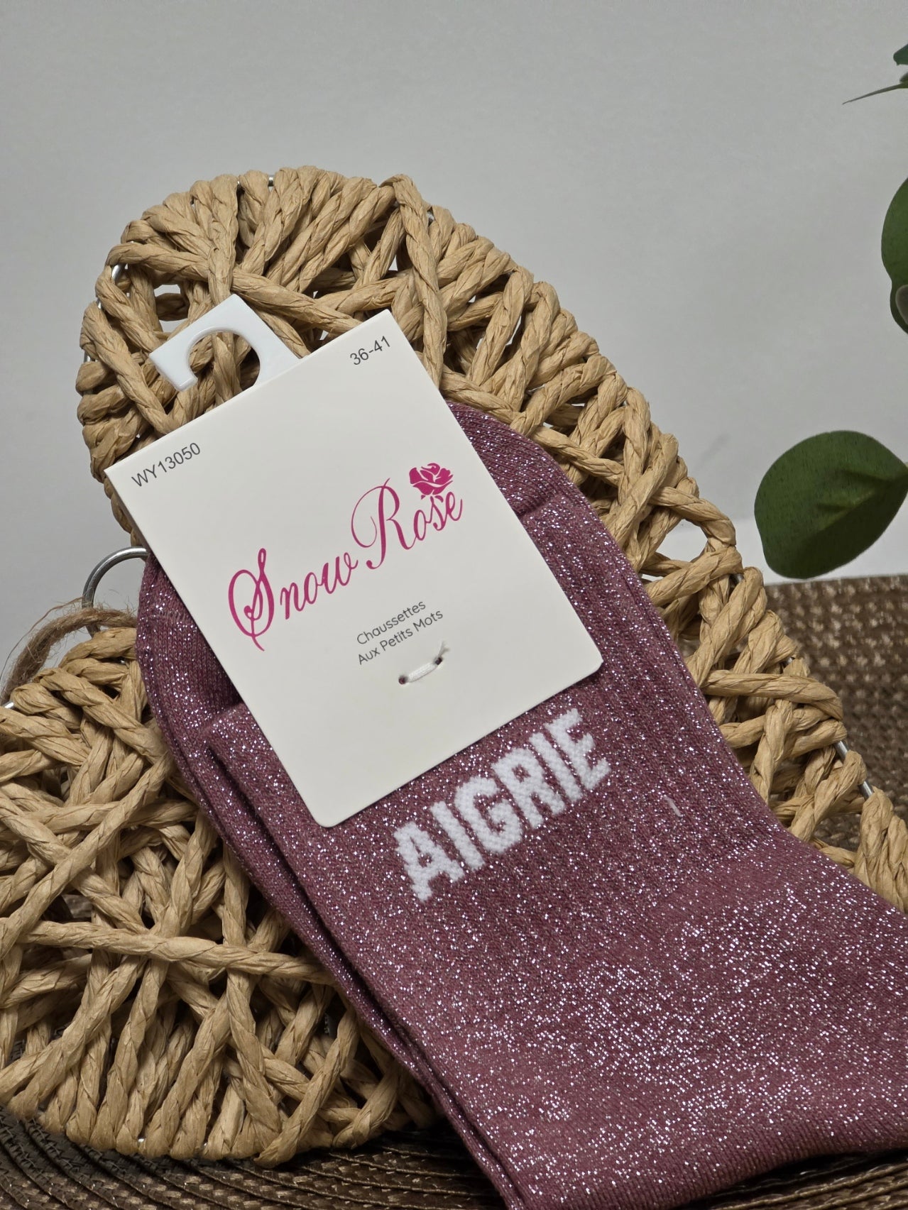 AIGRIE - Chaussette à Paillette Violine