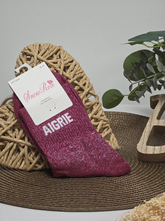 AIGRIE - Chaussette à Paillette Fuchsia