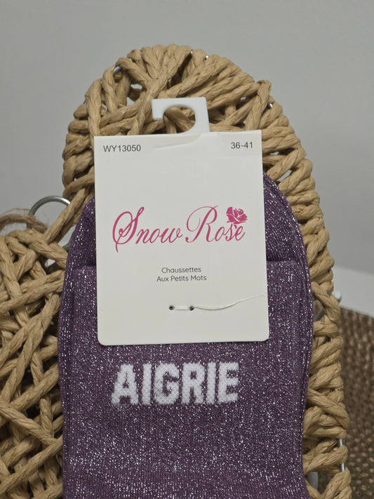 AIGRIE - Chaussette à Paillette Violet