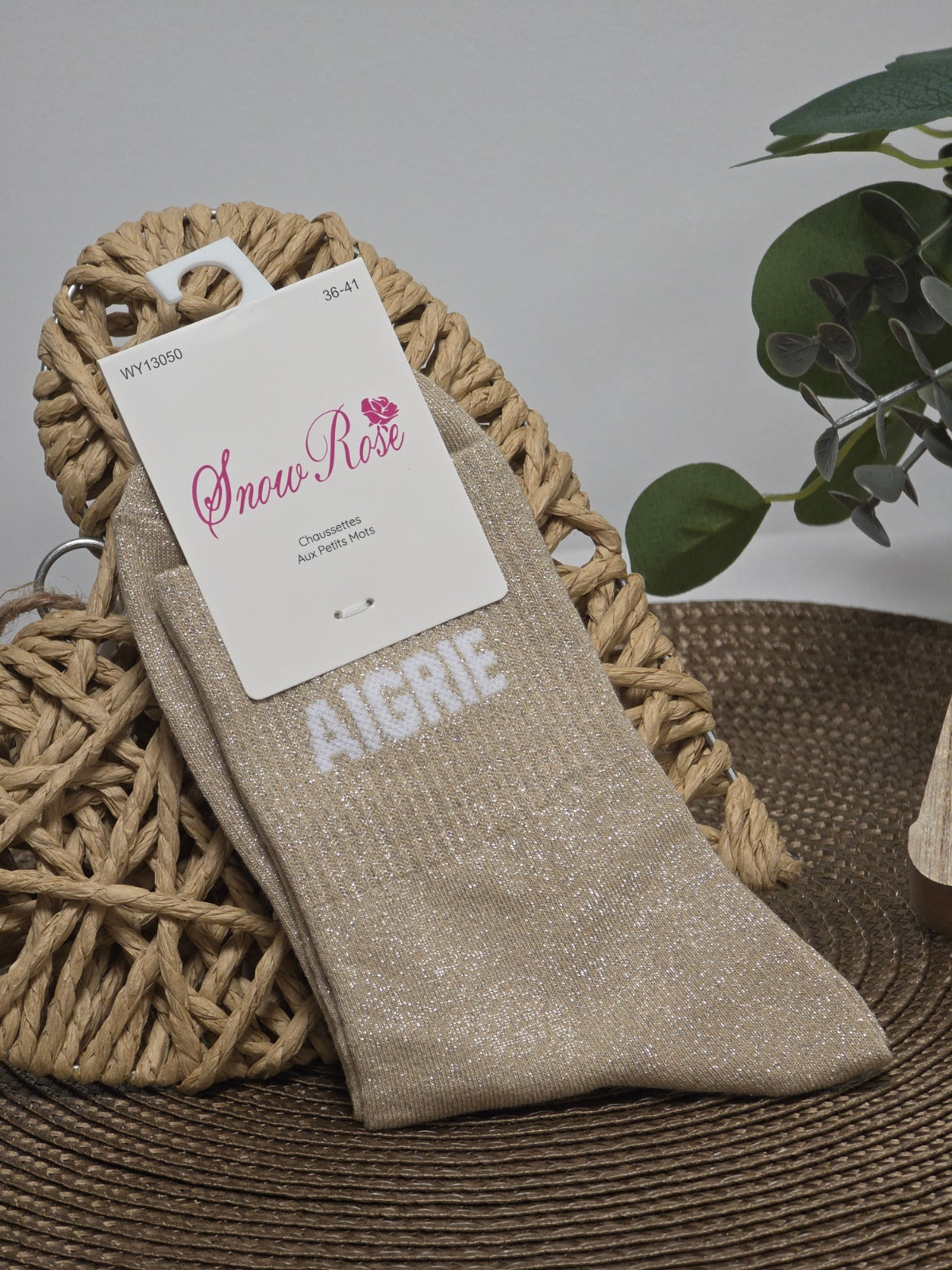AIGRIE - Chaussette à Paillette Beige