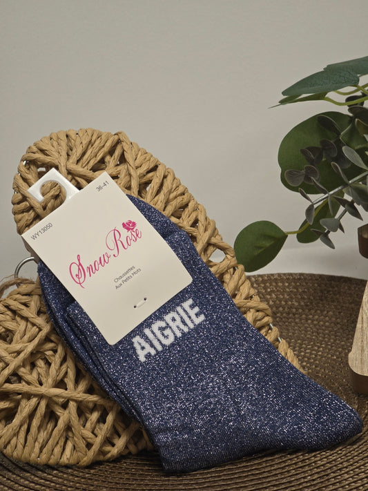 AIGRIE - Chaussette à Paillette Bleu