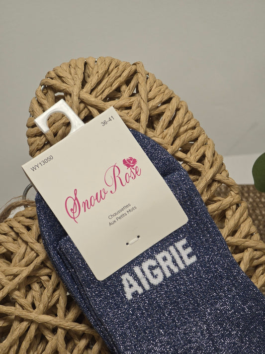 AIGRIE - Chaussette à Paillette Bleu