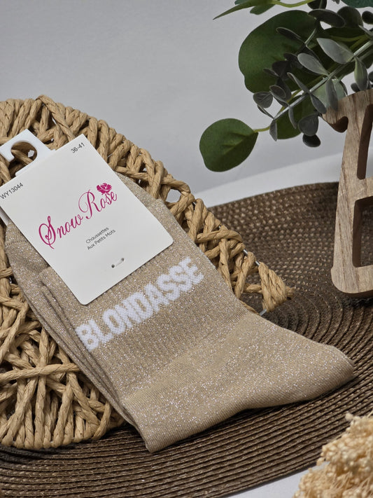 BLONDASSE - Chaussette à Paillette Beige