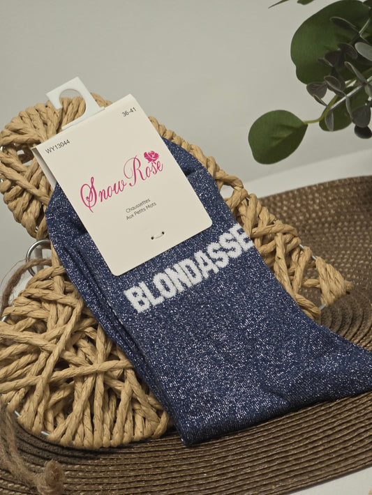 BLONDASSE - Chaussette à Paillette Bleu