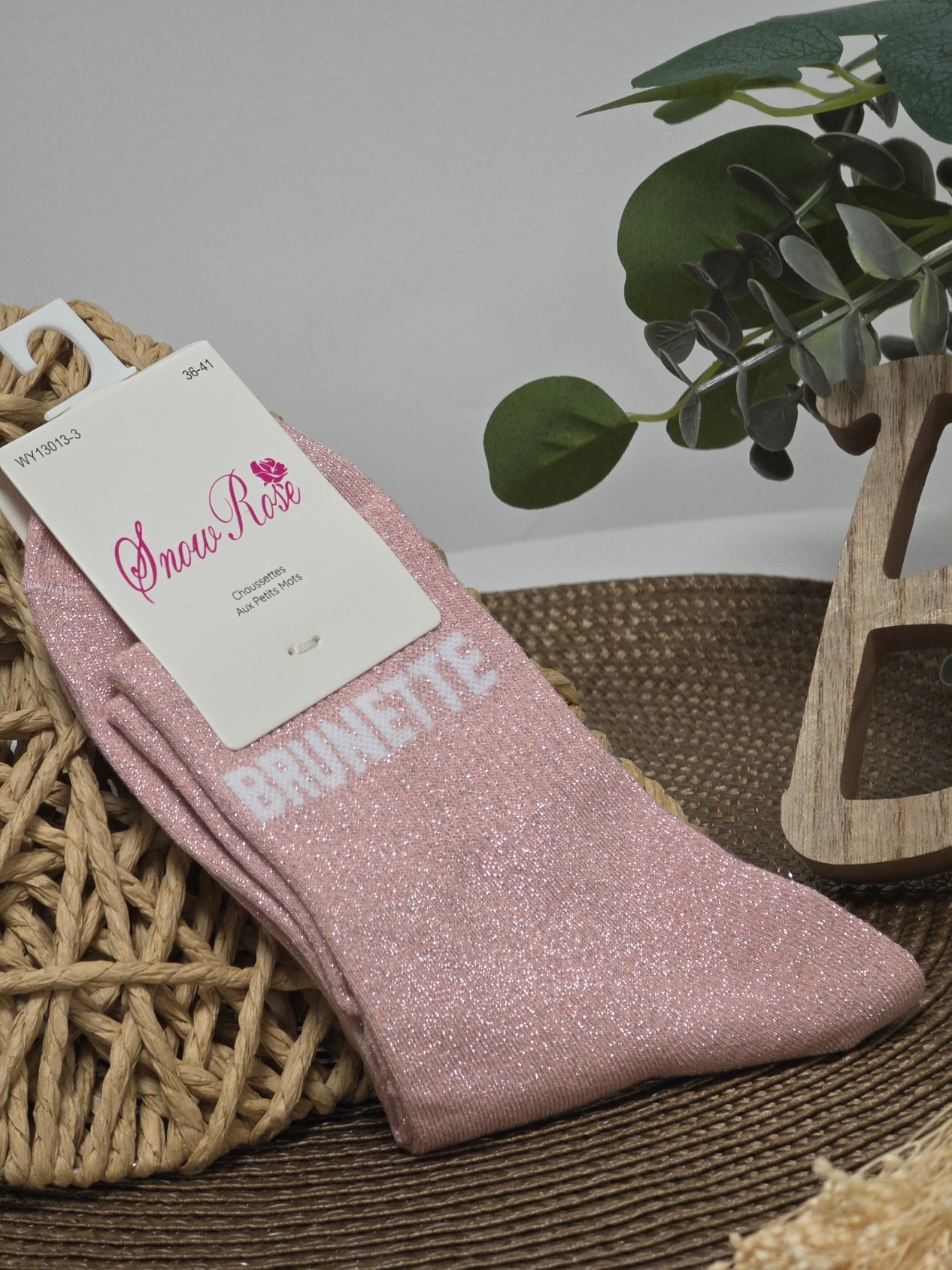 BRUNETTE - Chaussette à Paillette Rose