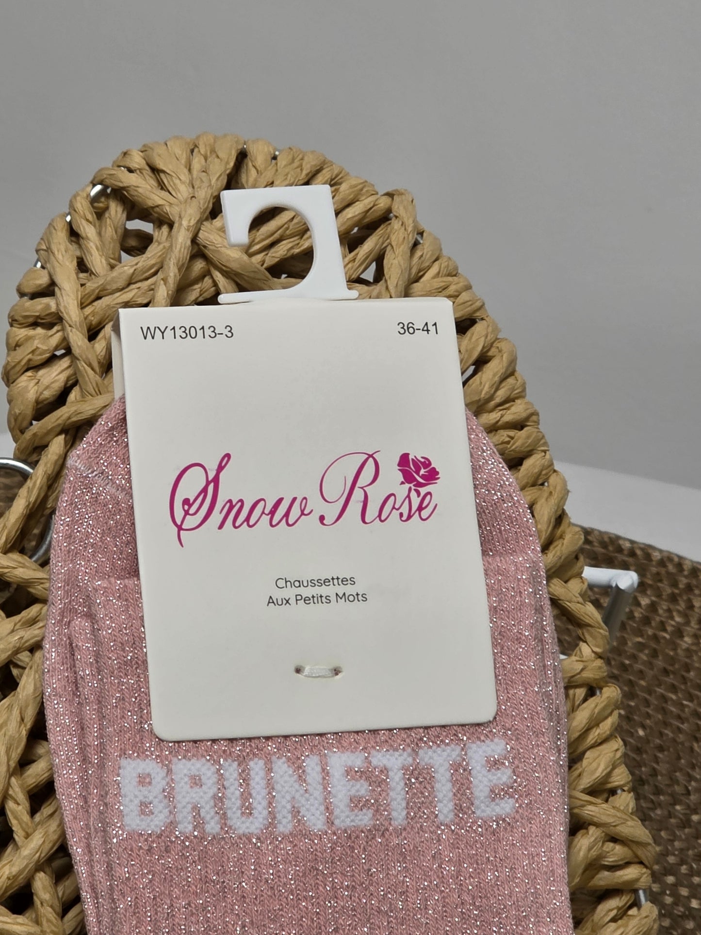 BRUNETTE - Chaussette à Paillette Rose