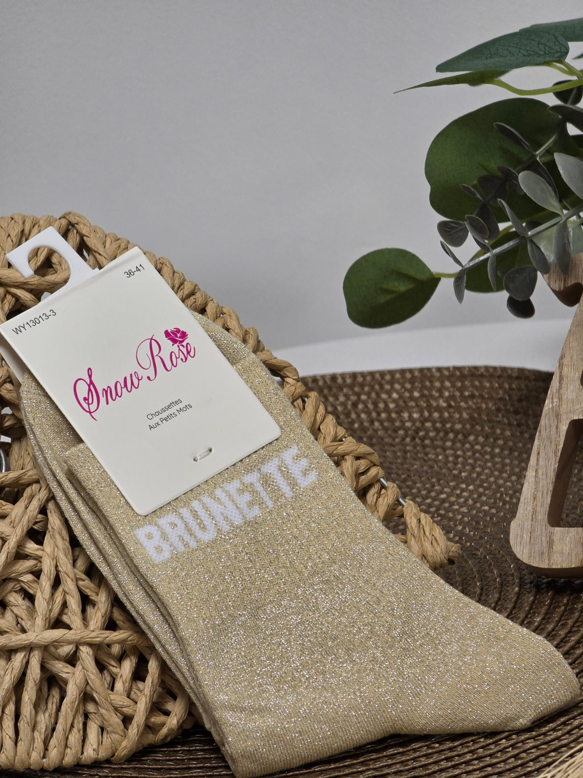BRUNETTE - Chaussette à Paillette Beige