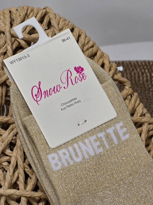 BRUNETTE - Chaussette à Paillette Beige