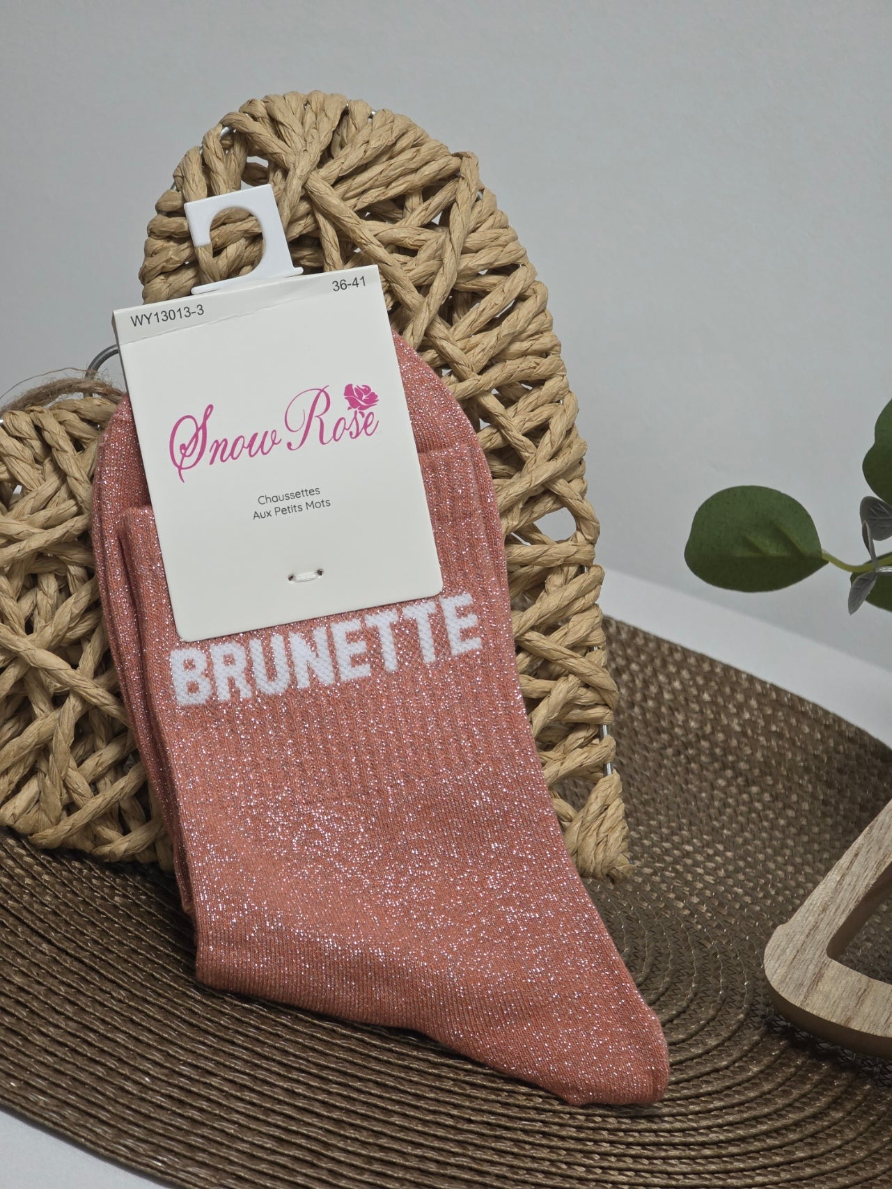 BRUNETTE - Chaussette à Paillette Corail