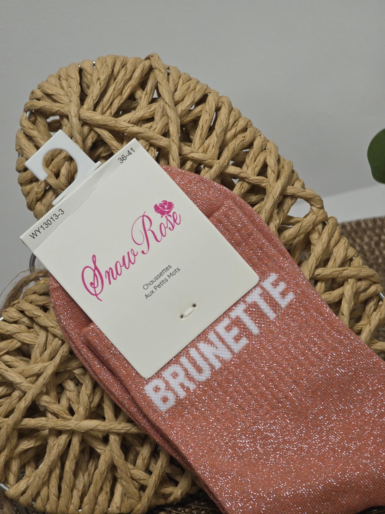 BRUNETTE - Chaussette à Paillette Corail