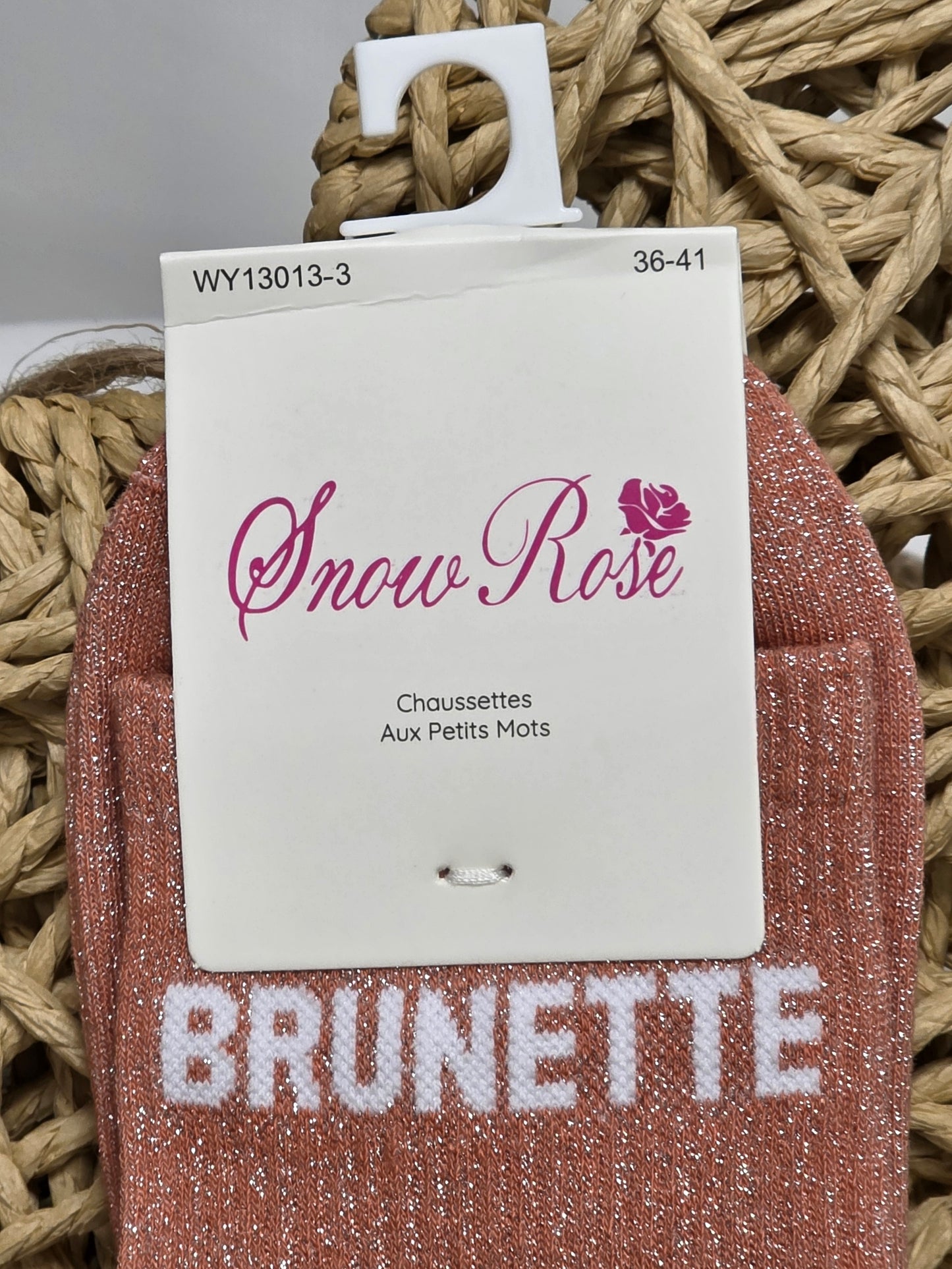 BRUNETTE - Chaussette à Paillette Corail