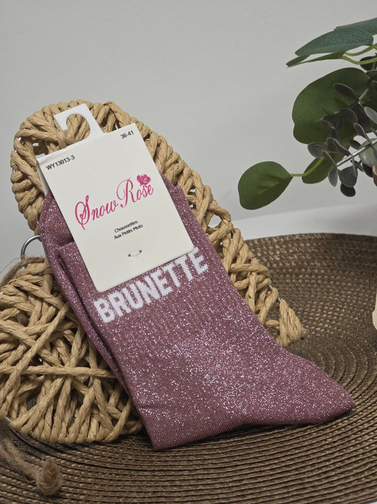 BRUNETTE - Chaussette à Paillette Violine