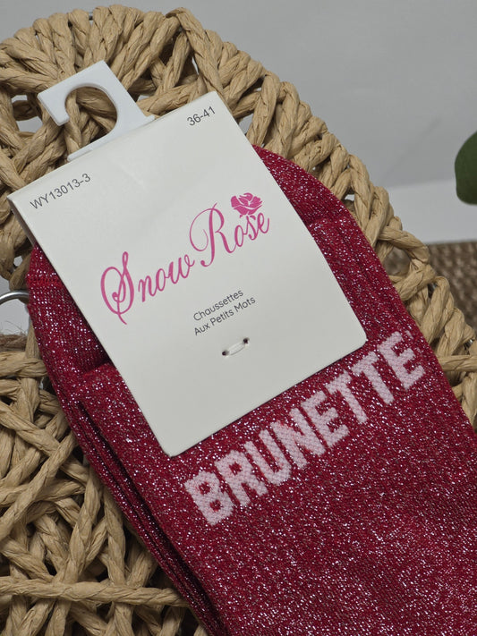 BRUNETTE - Chaussette à Paillette Rouge