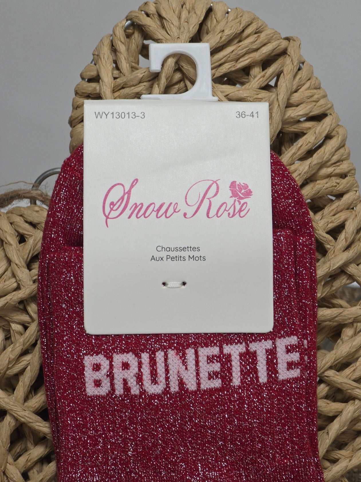 BRUNETTE - Chaussette à Paillette Rouge
