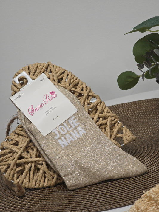 JOLIE NANA - Chaussette à Paillette Beige