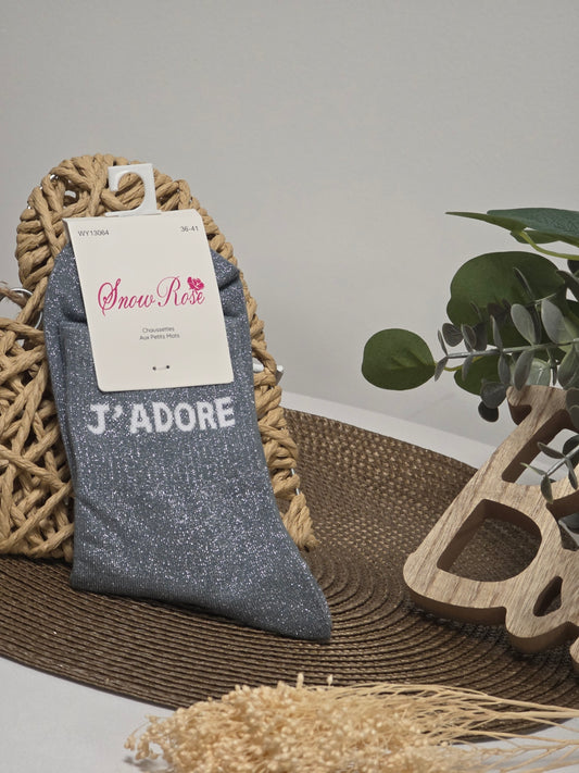 J'ADORE - Chaussette à Paillette Gris Foncé