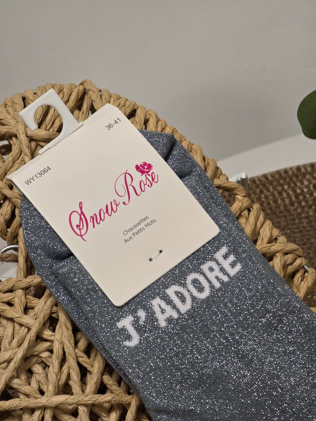 J'ADORE - Chaussette à Paillette Gris Foncé