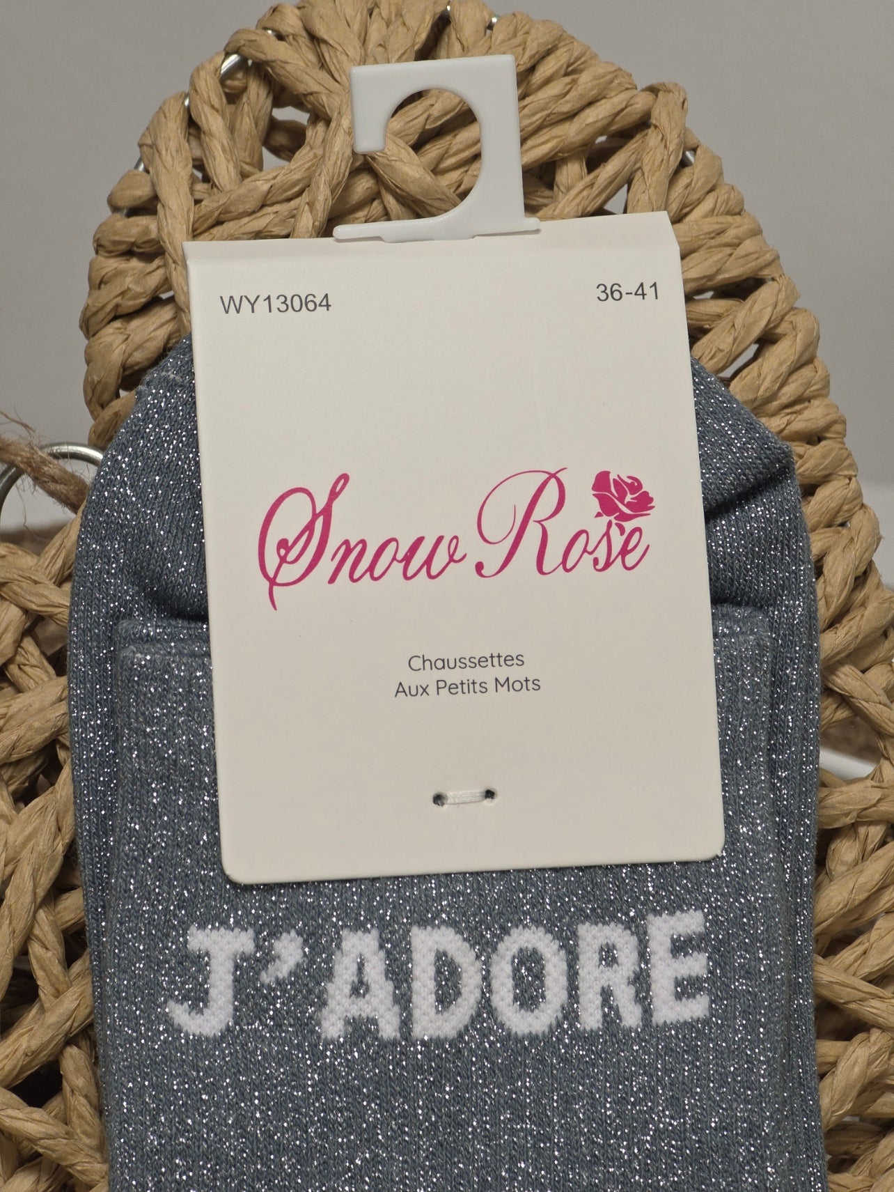 J'ADORE - Chaussette à Paillette Gris Foncé