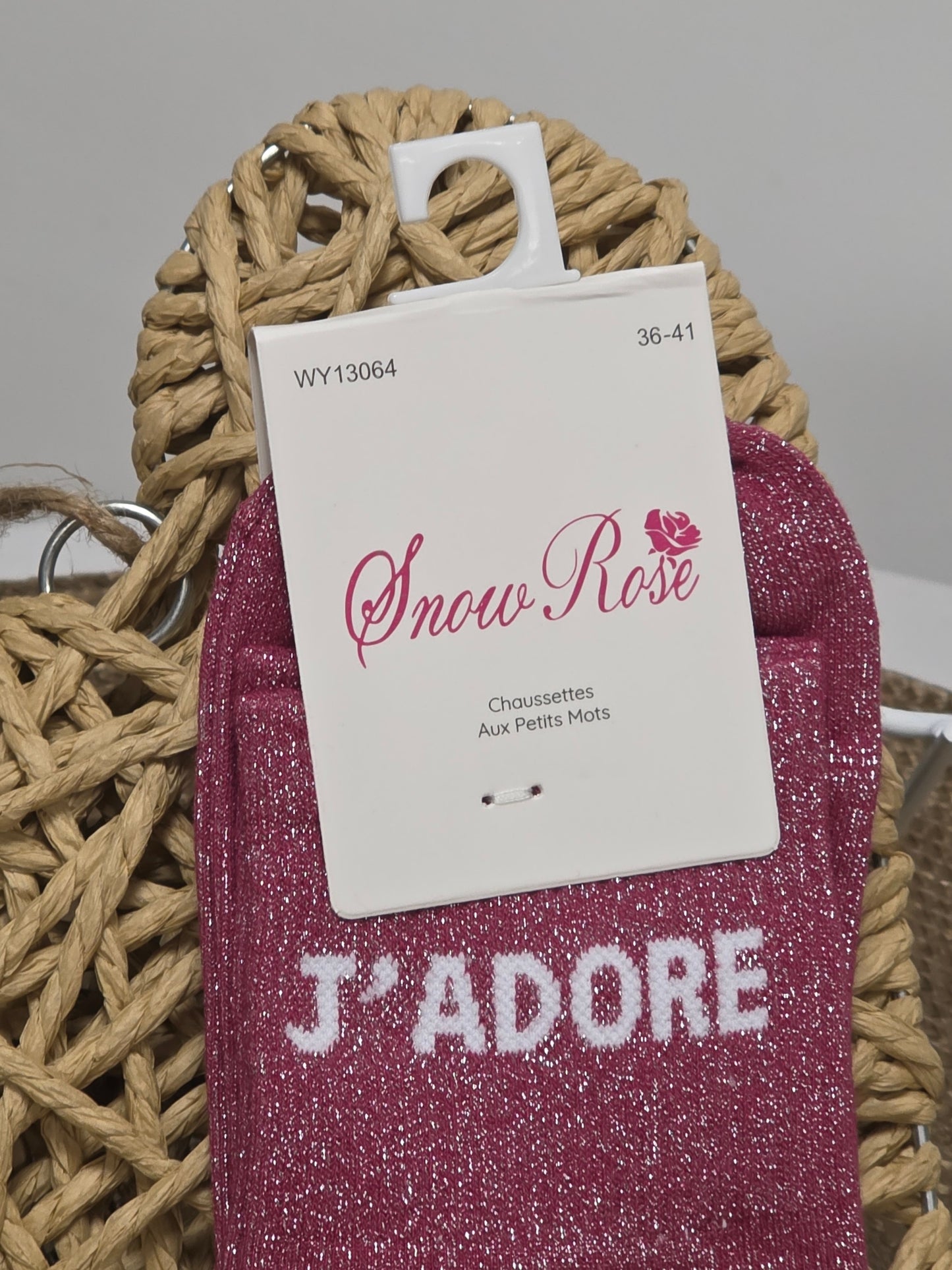J'ADORE - Chaussette à Paillette Fuchsia