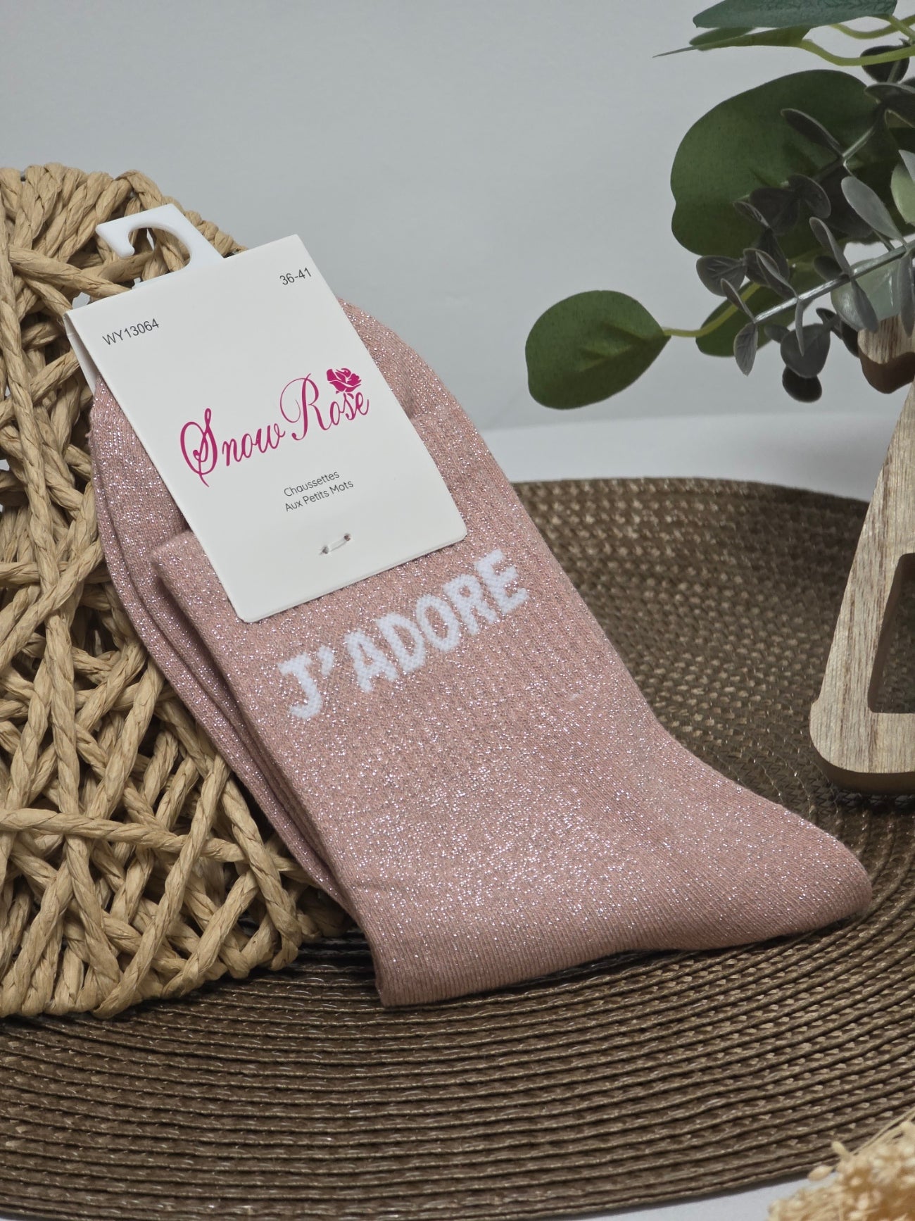 J'ADORE - Chaussette à Paillette Rose