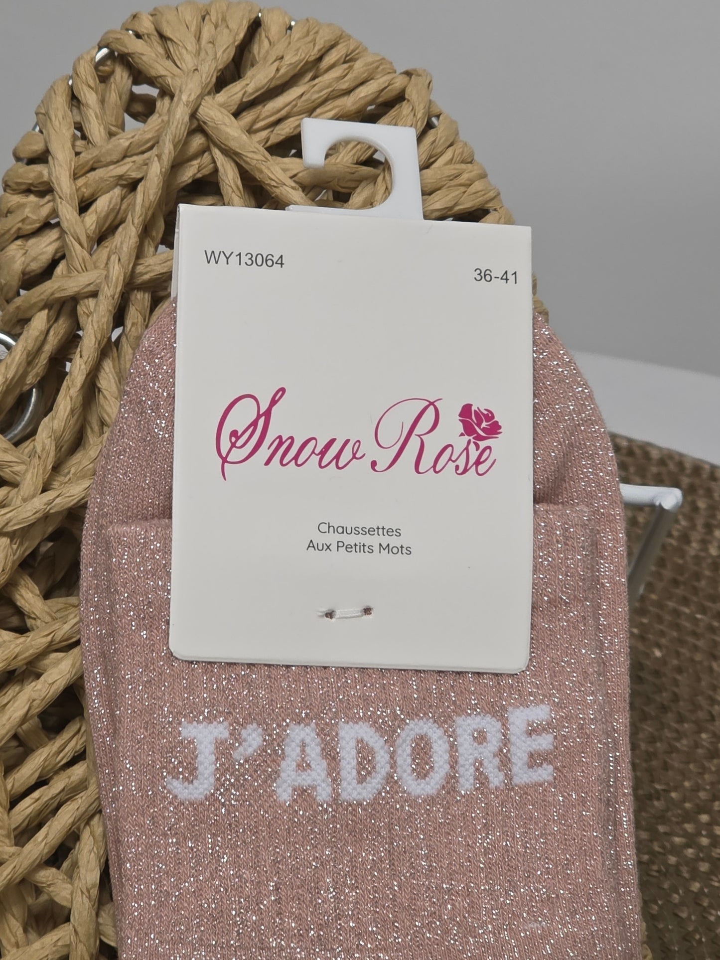 J'ADORE - Chaussette à Paillette Rose