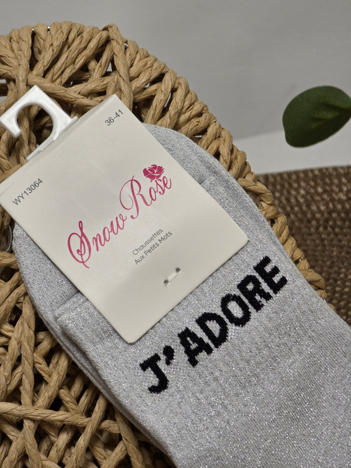 J'ADORE - Chaussette à Paillette Gris Clair
