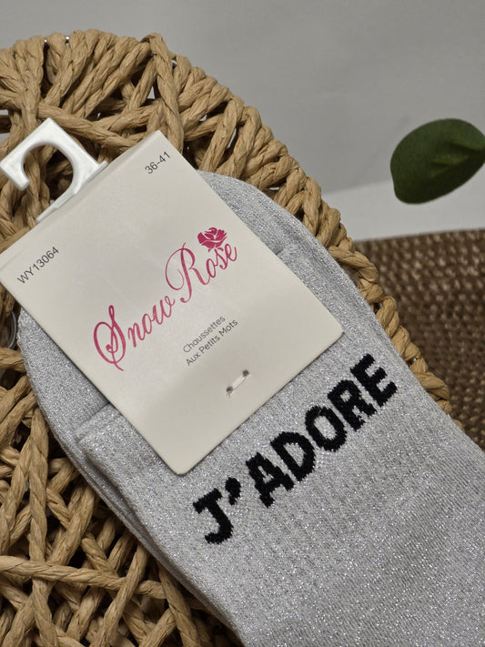 J'ADORE - Chaussette à Paillette Gris Clair