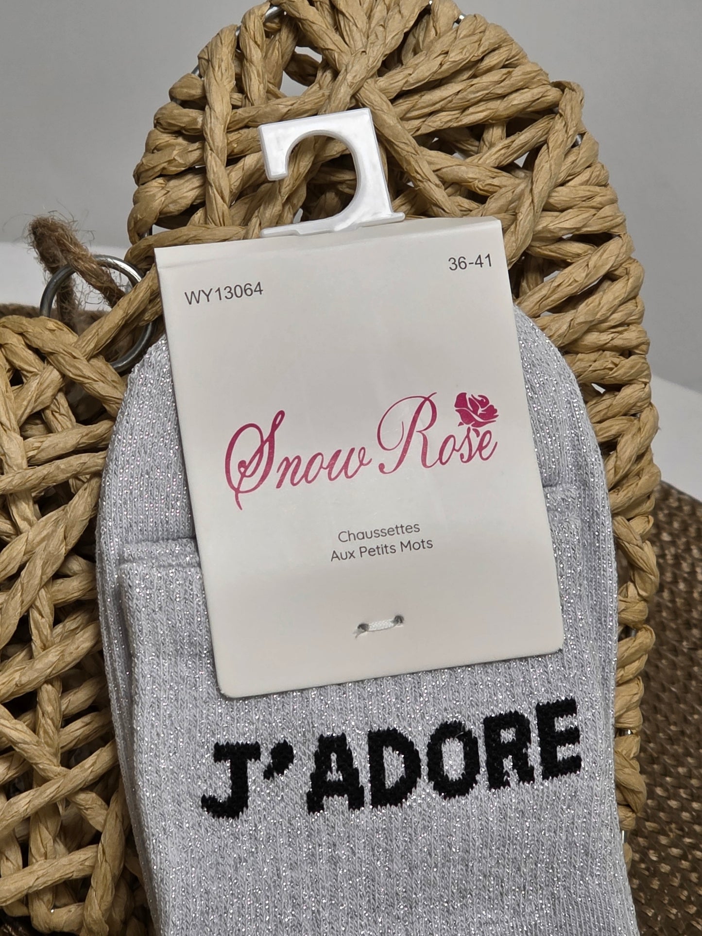 J'ADORE - Chaussette à Paillette Gris Clair