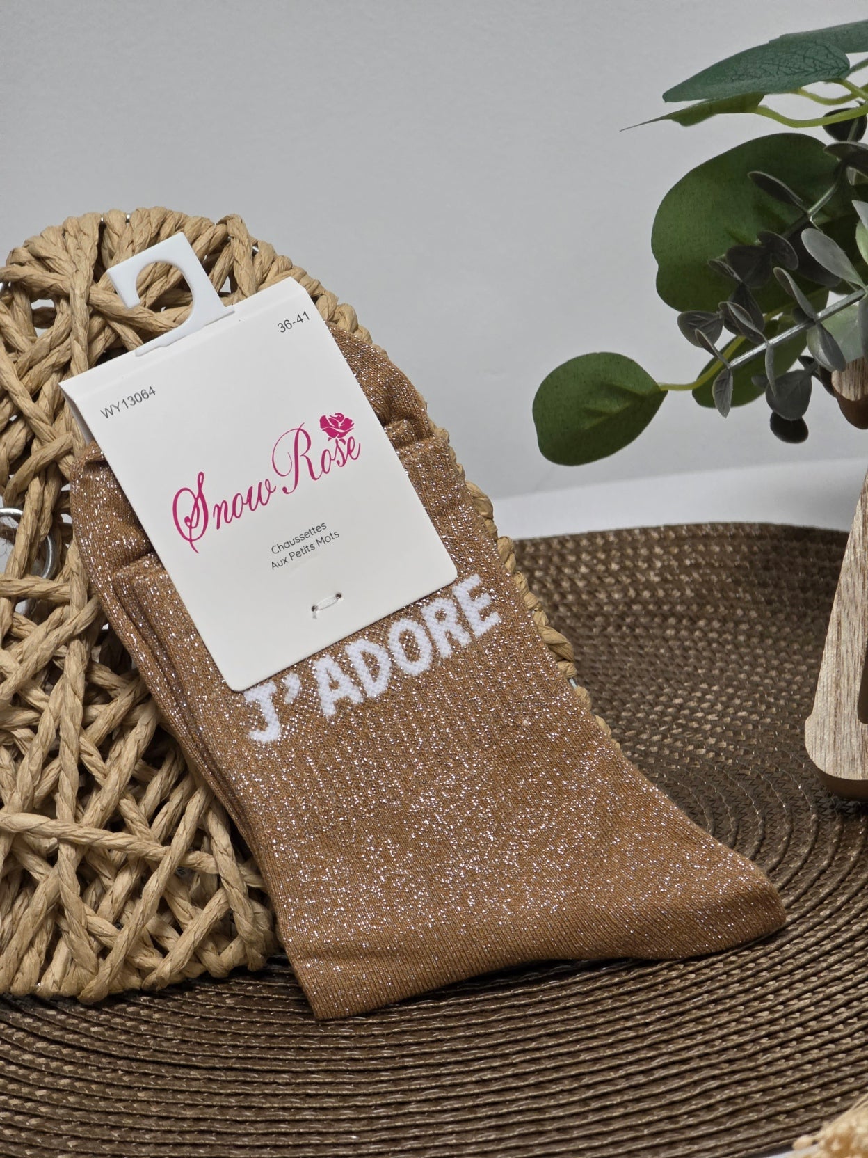 J'ADORE - Chaussette à Paillette Camel