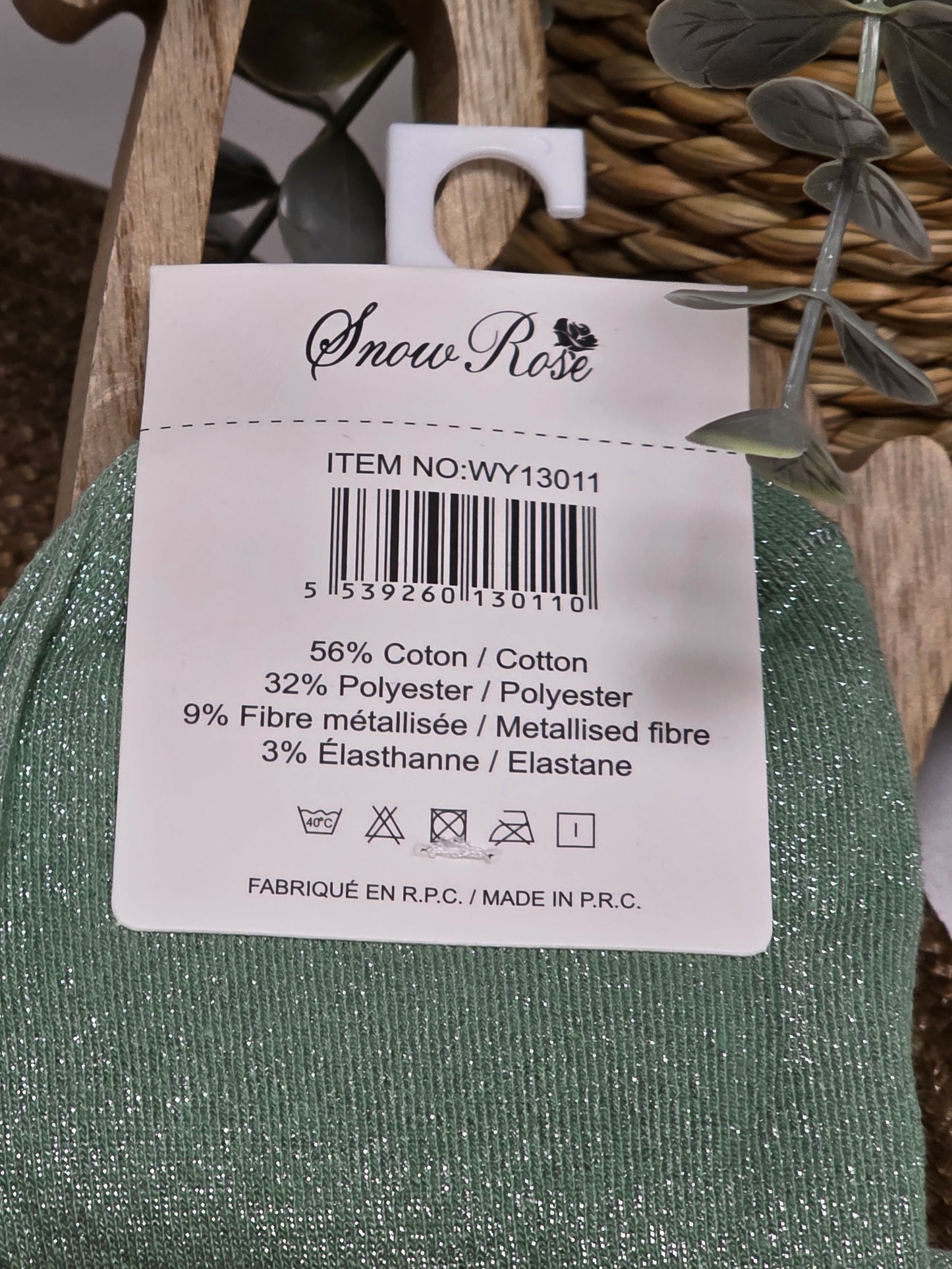 JE T'AIME - Chaussette à Paillette Vert