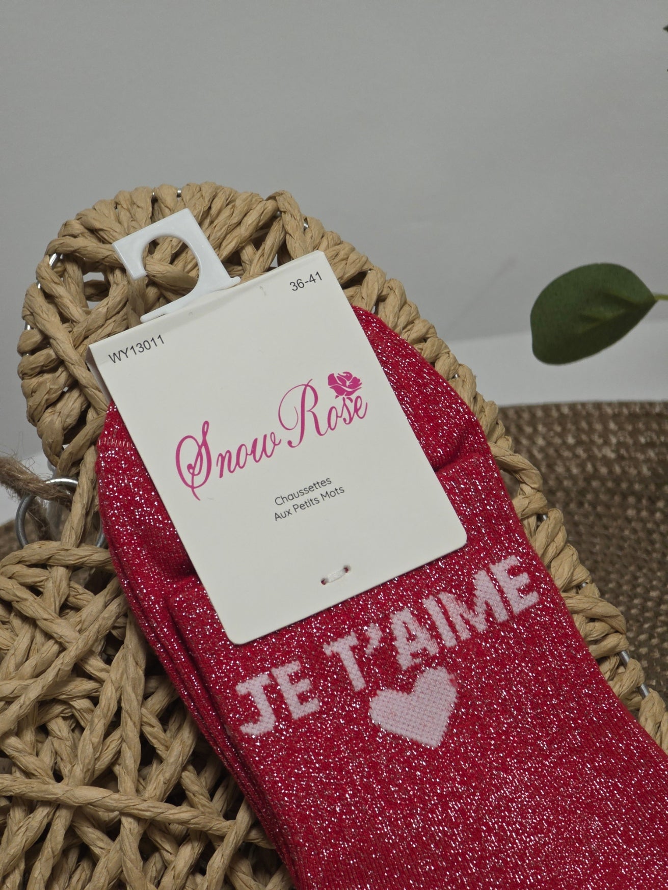 JE T'AIME - Chaussette à Paillette Rouge