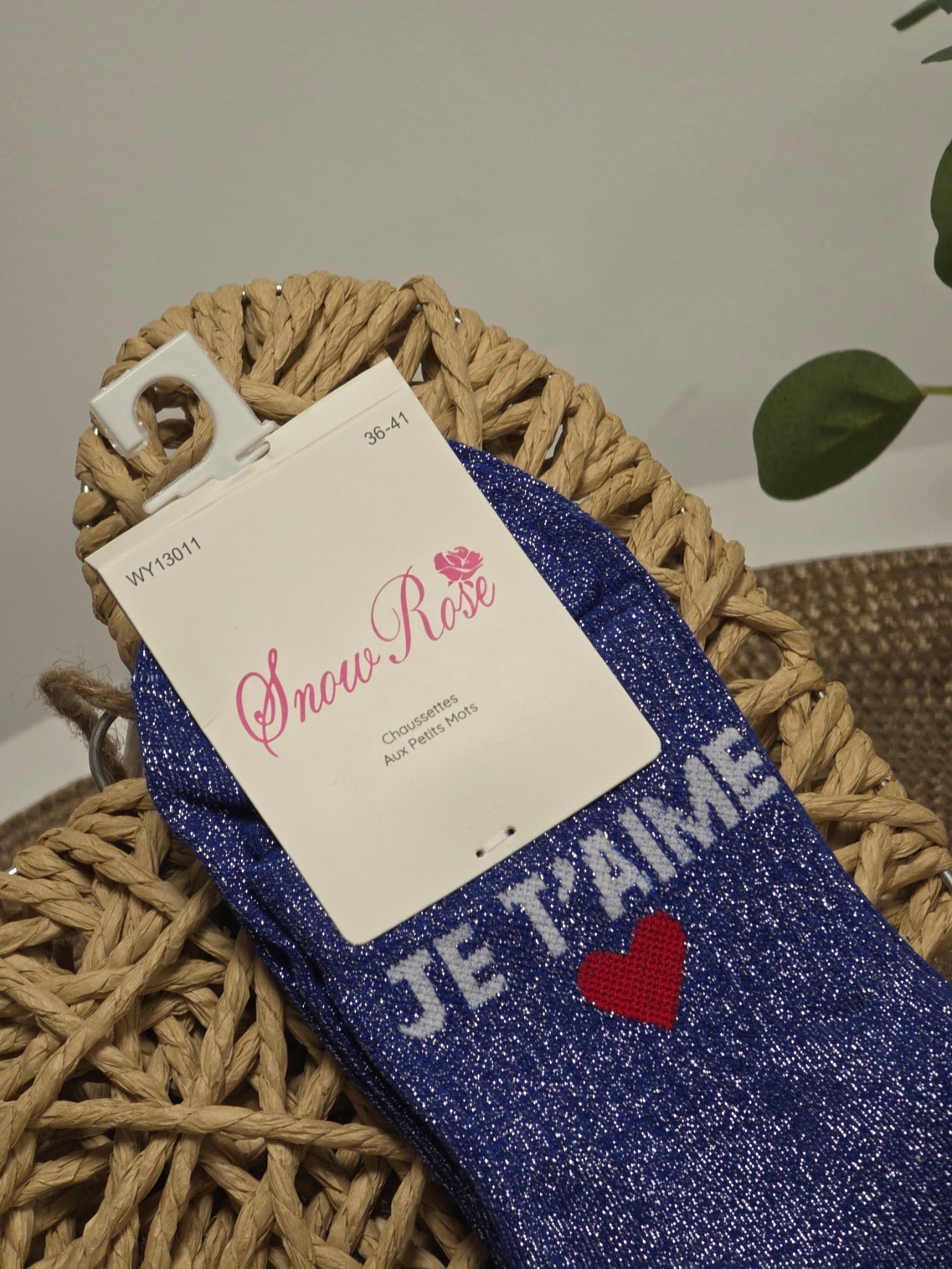 JE T'AIME - Chaussette à Paillette Bleu