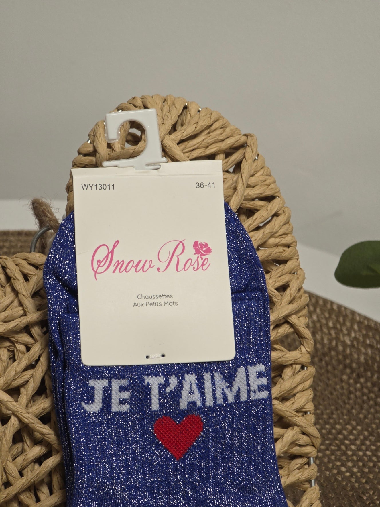 JE T'AIME - Chaussette à Paillette Bleu