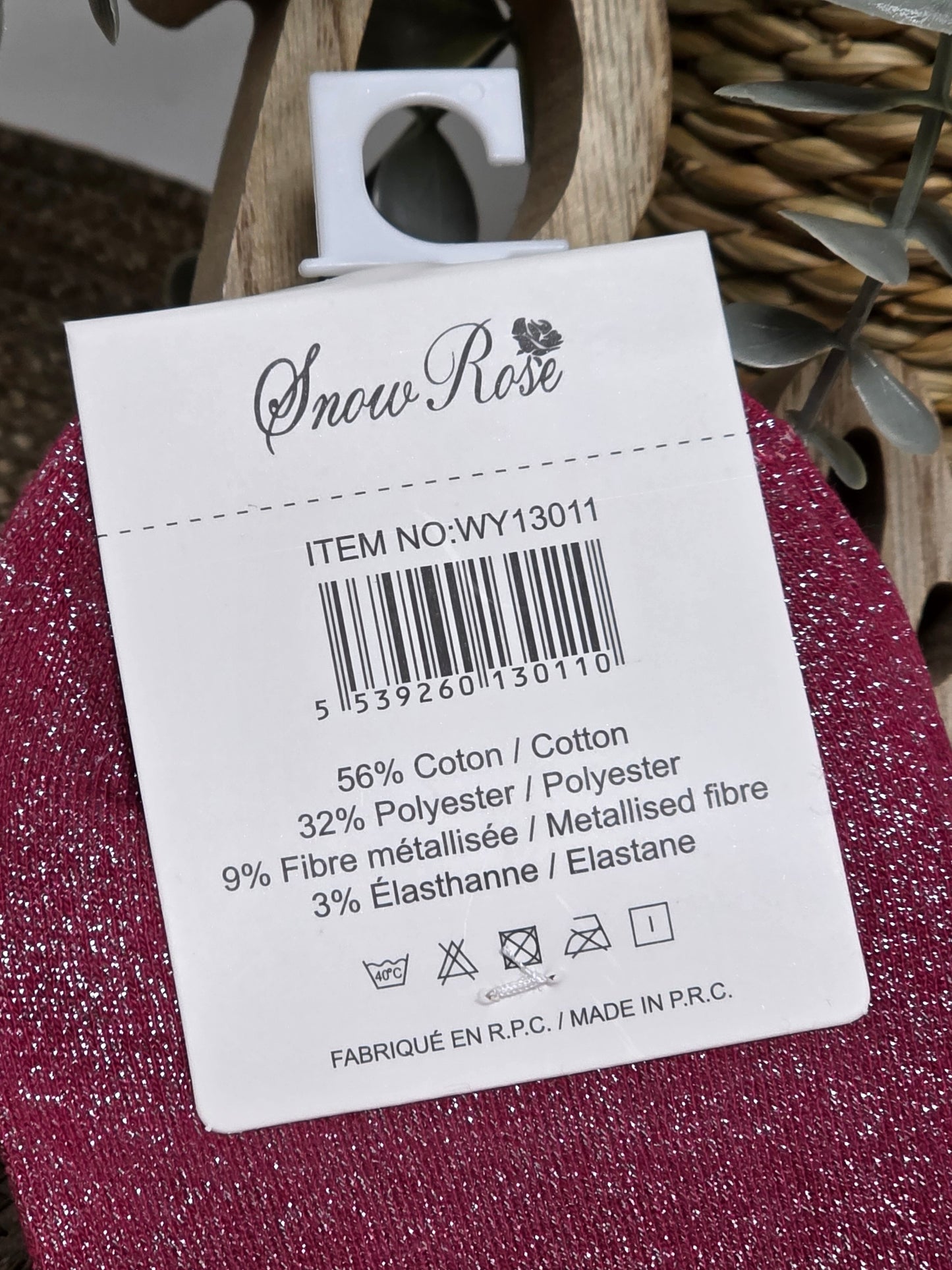 JE T'AIME - Chaussette à Paillette Rose Poudré