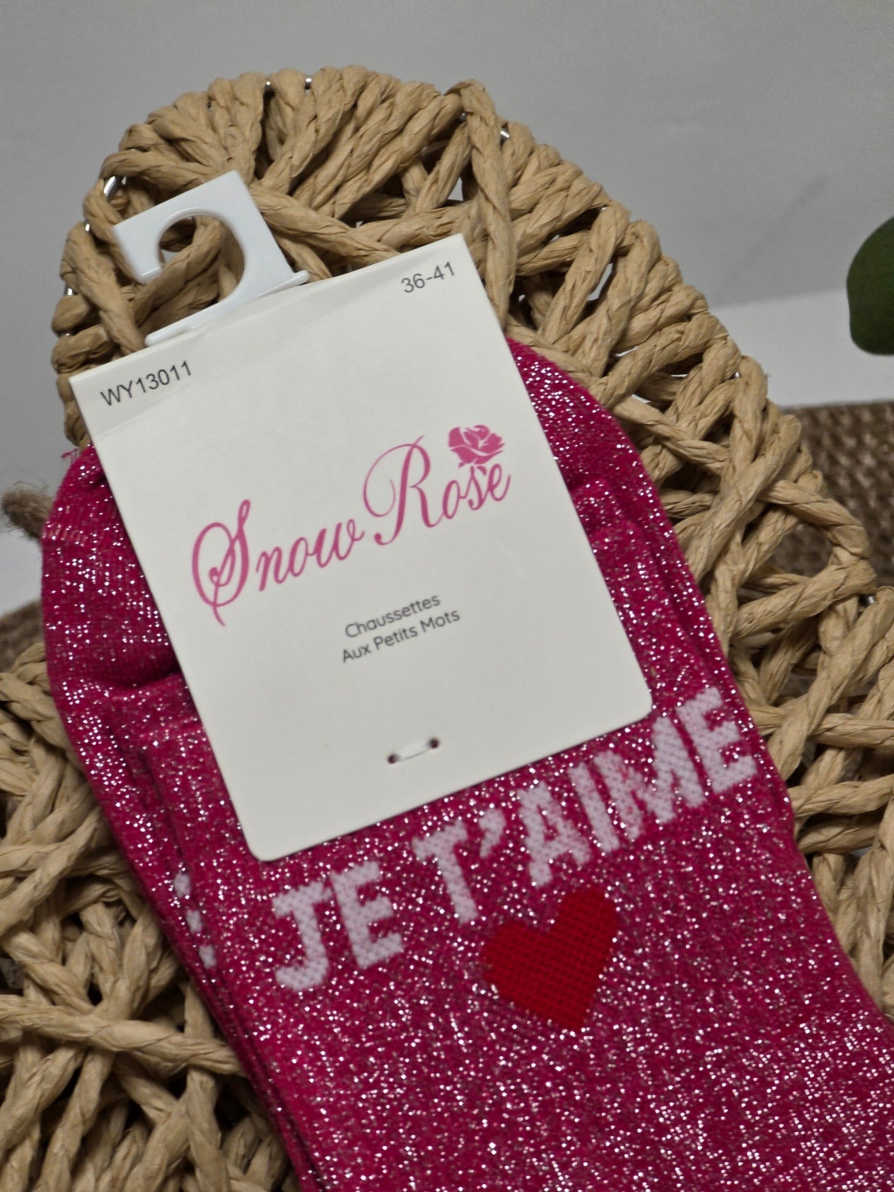 JE T'AIME - Chaussette à Paillette Fuchsia