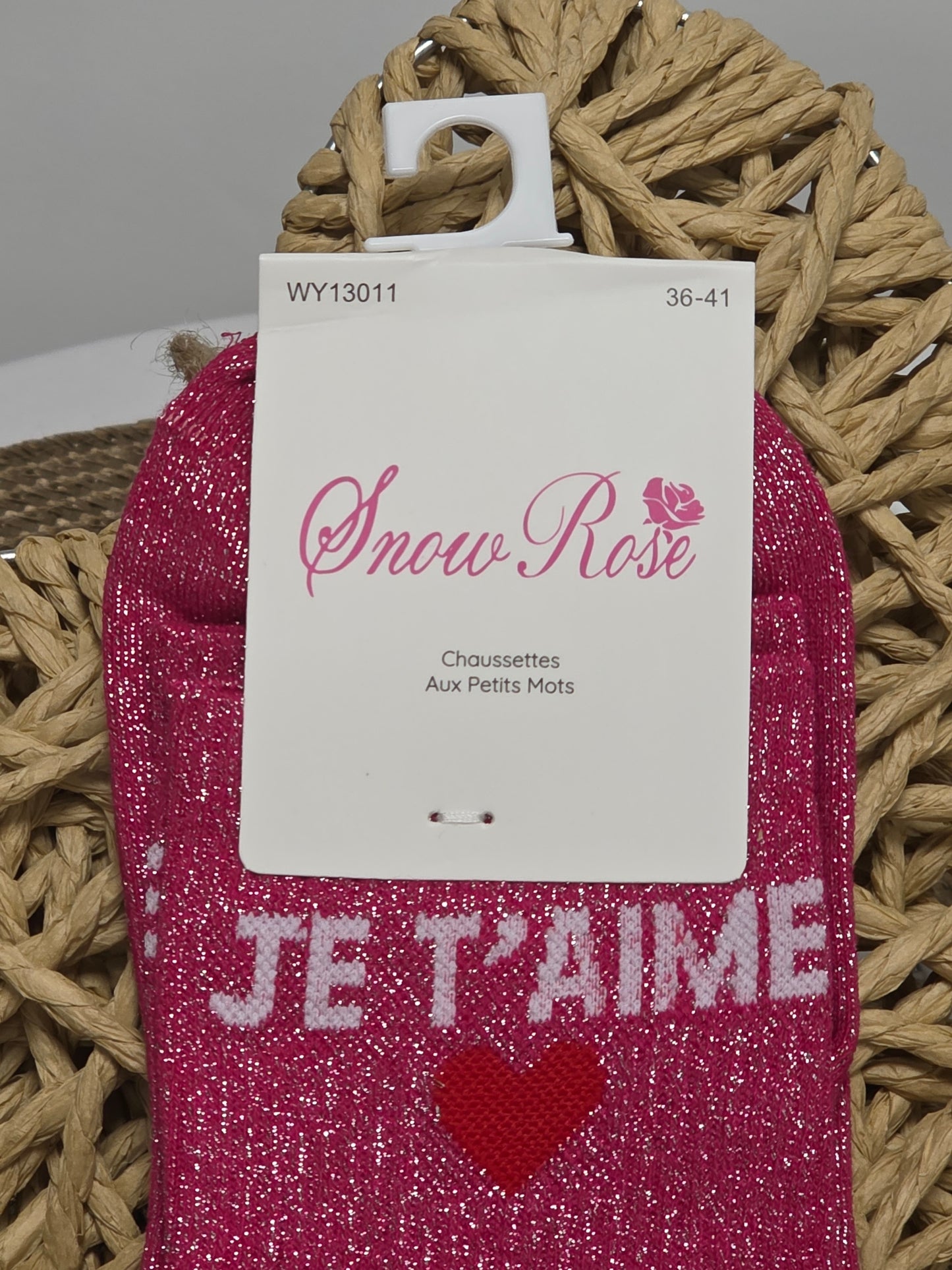 JE T'AIME - Chaussette à Paillette Fuchsia