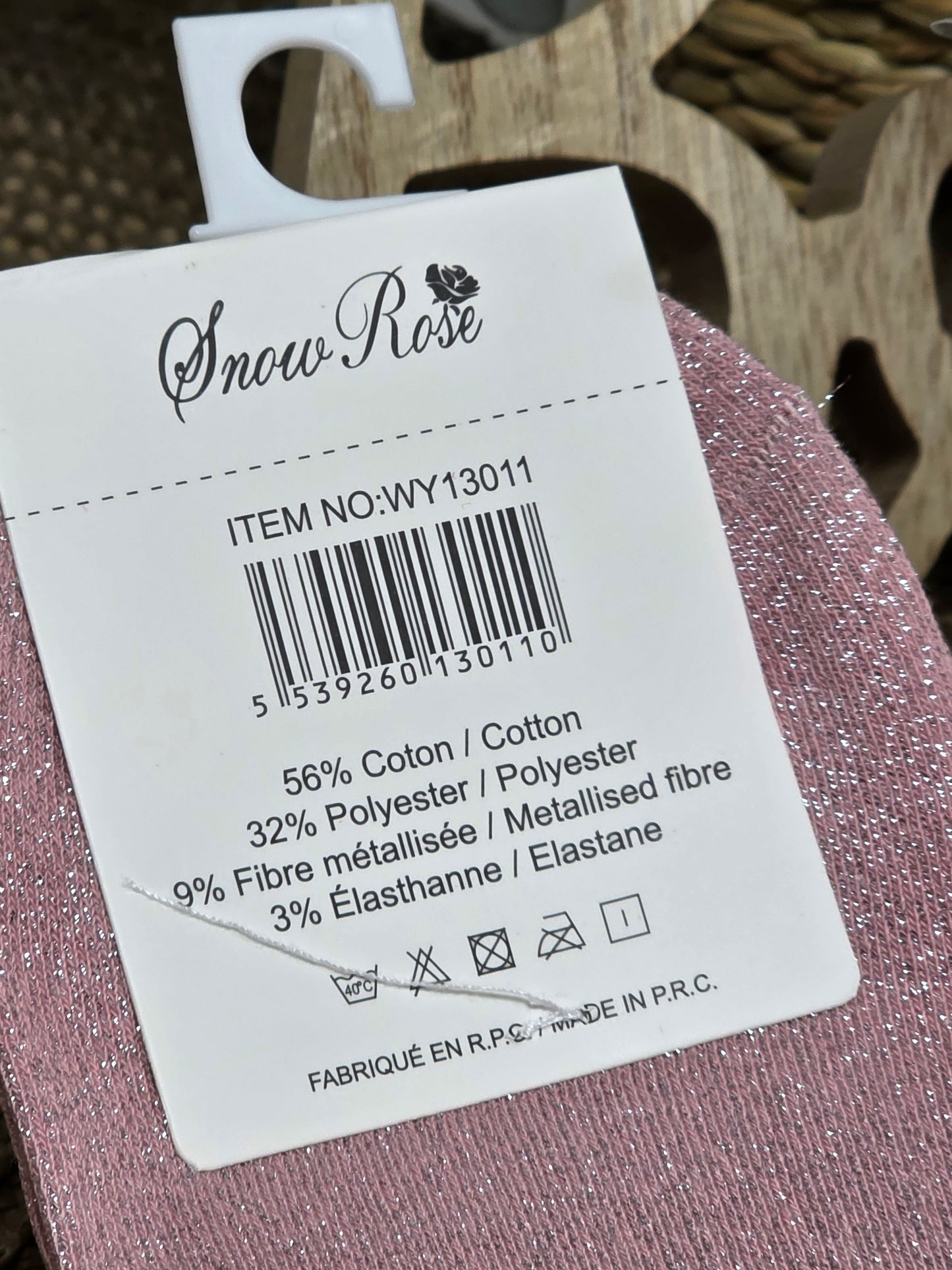 JE T'AIME - Chaussette à Paillette Rose Clair