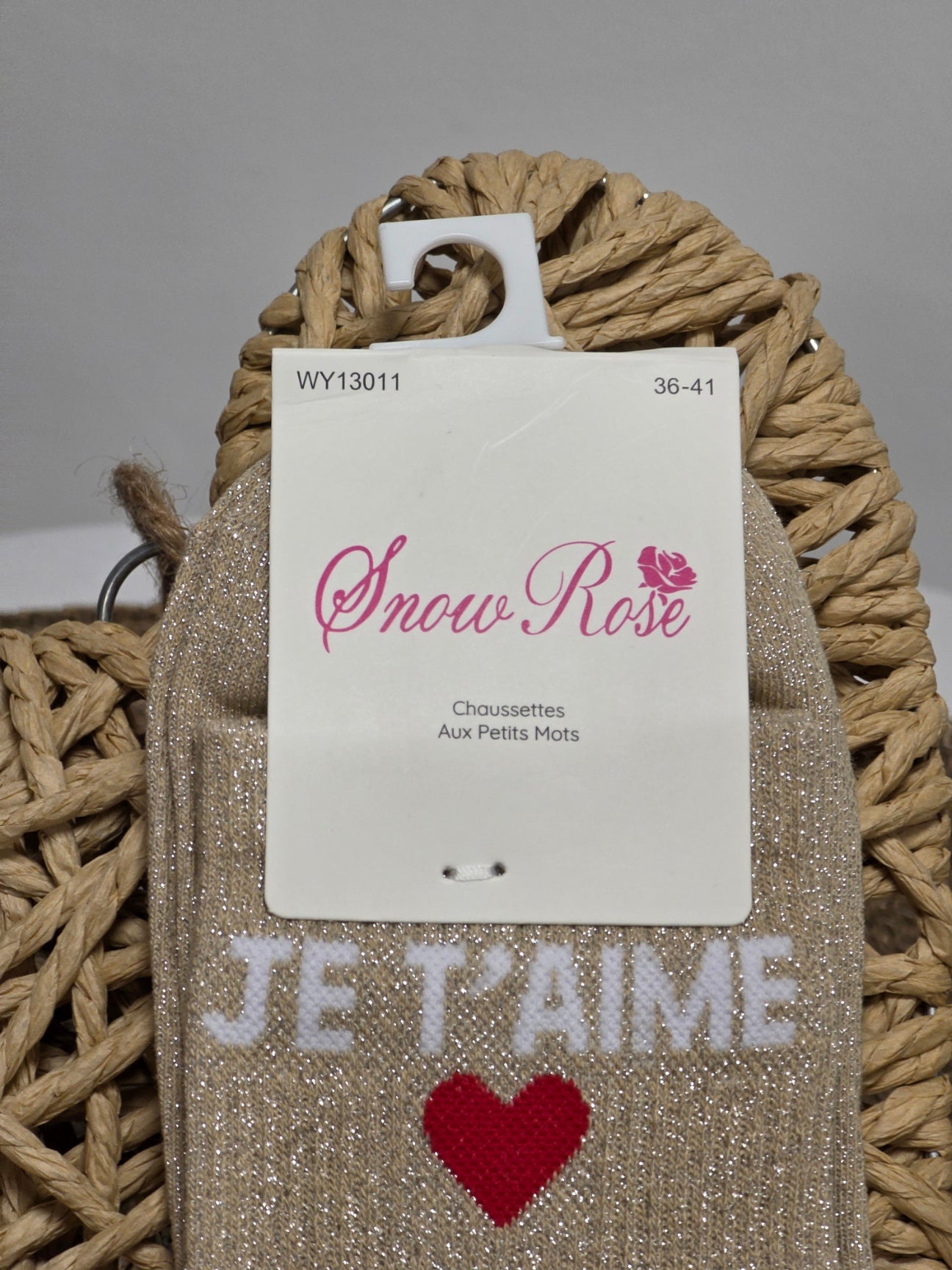 JE T'AIME - Chaussette à Paillette Taupe