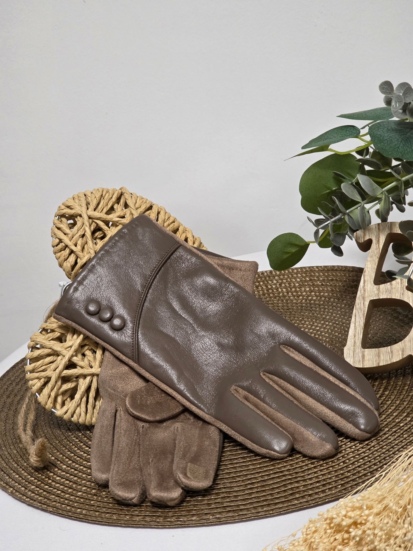 Nos Gants Tactile Femme Marron