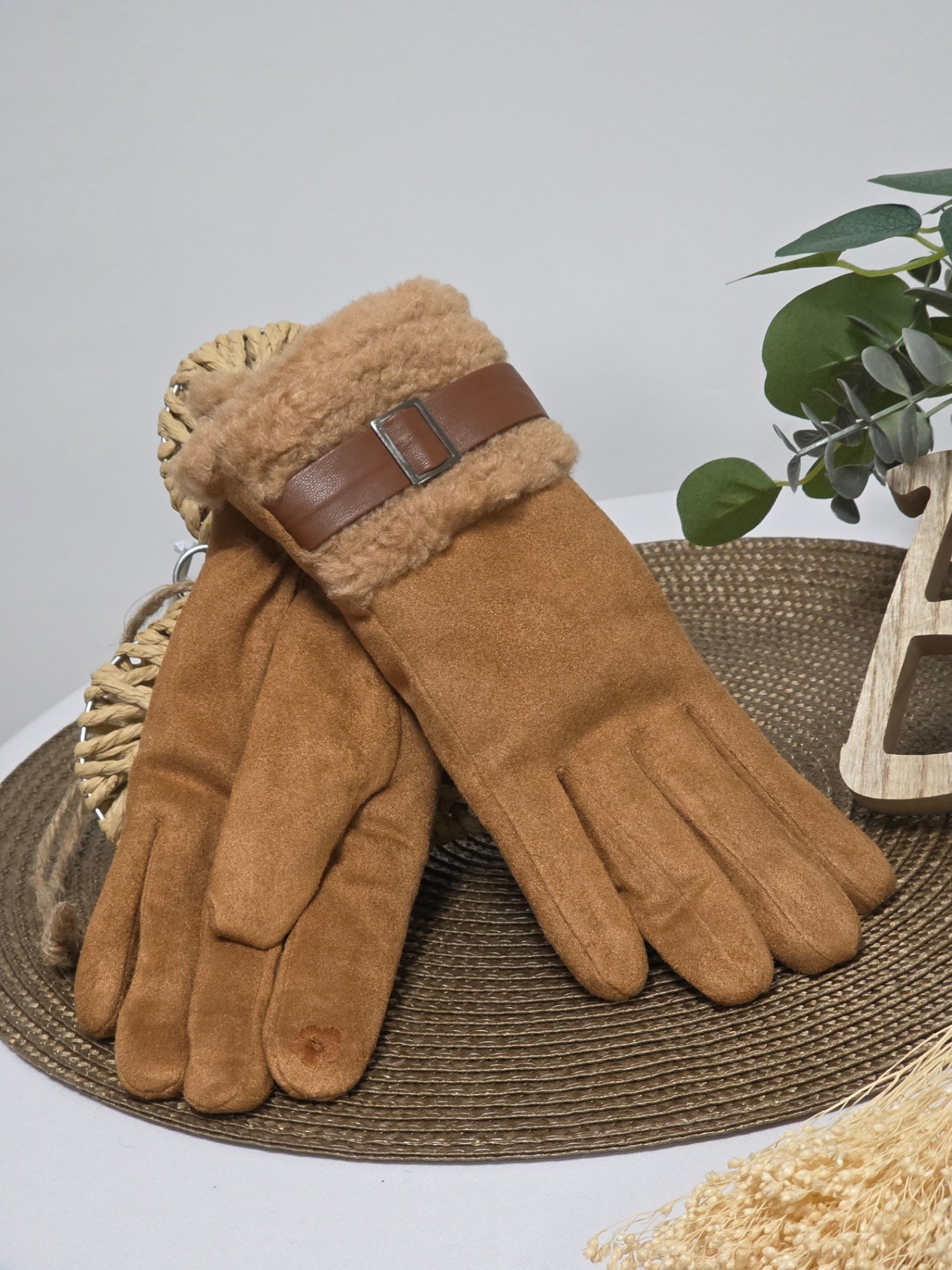 Nos Gants Tactile Femme Camel Maronné