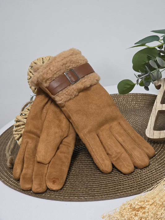 Nos Gants Tactile Femme Camel Maronné