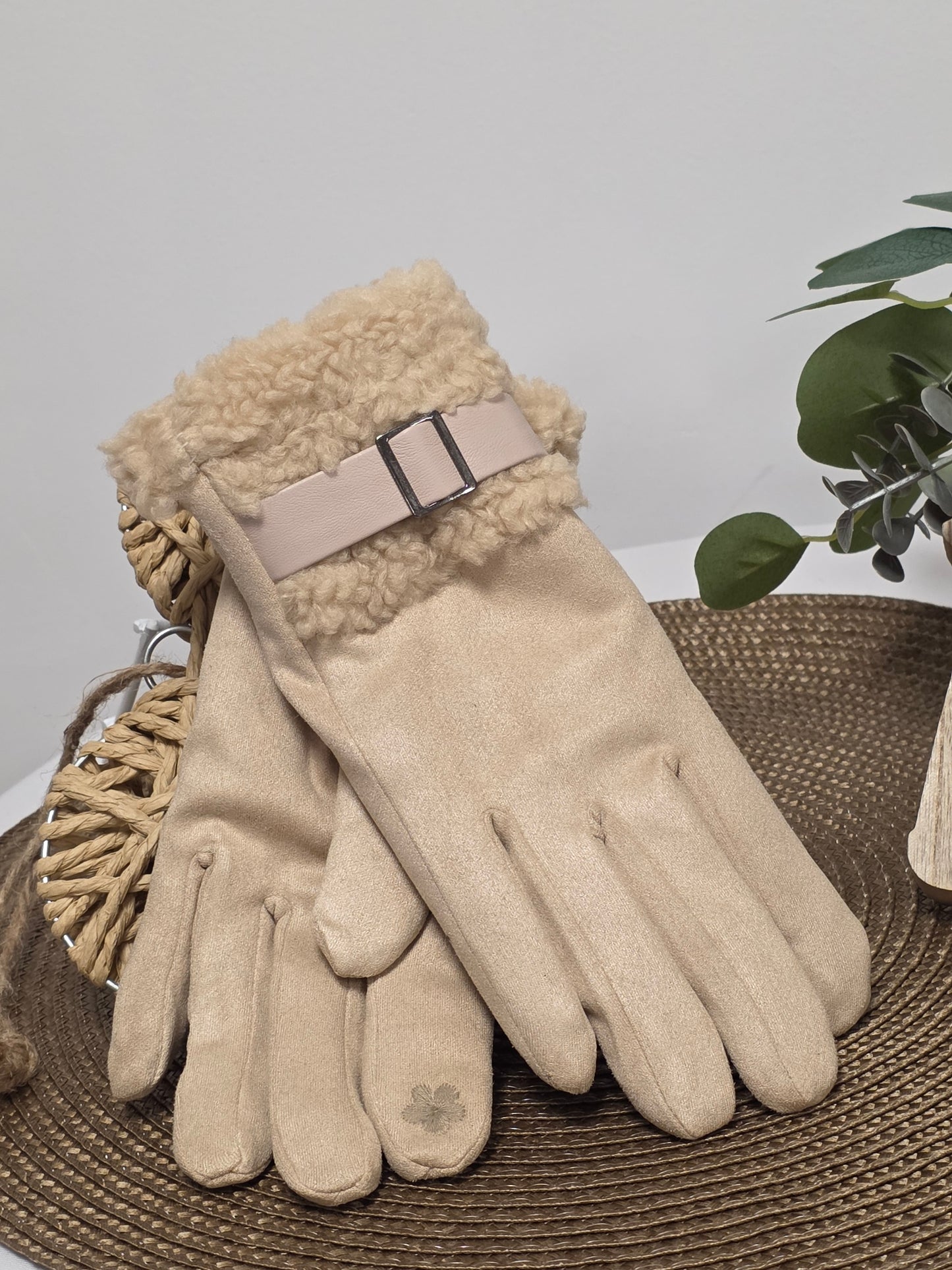 Nos Gants Tactile Femme Beige