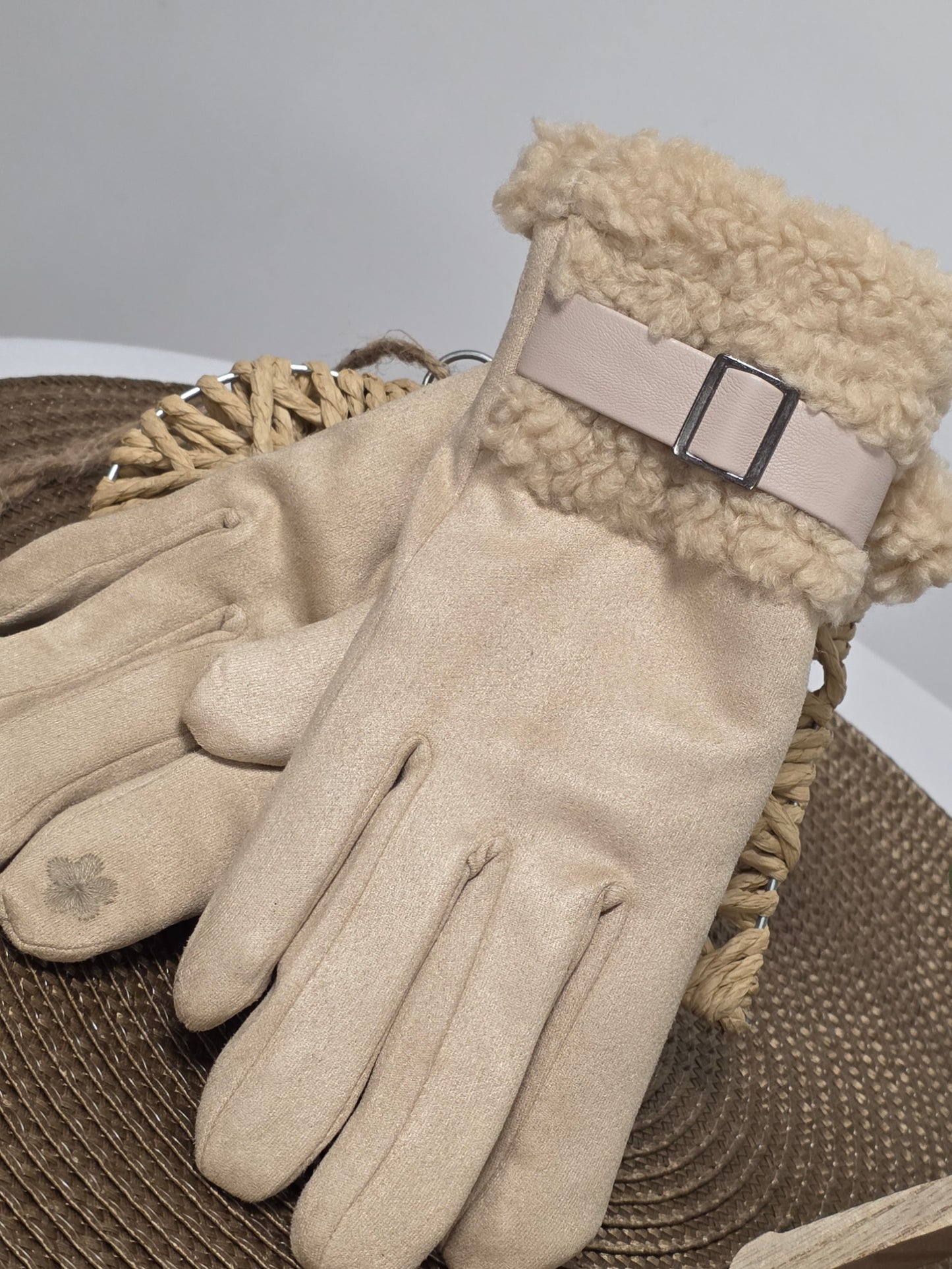 Nos Gants Tactile Femme Beige