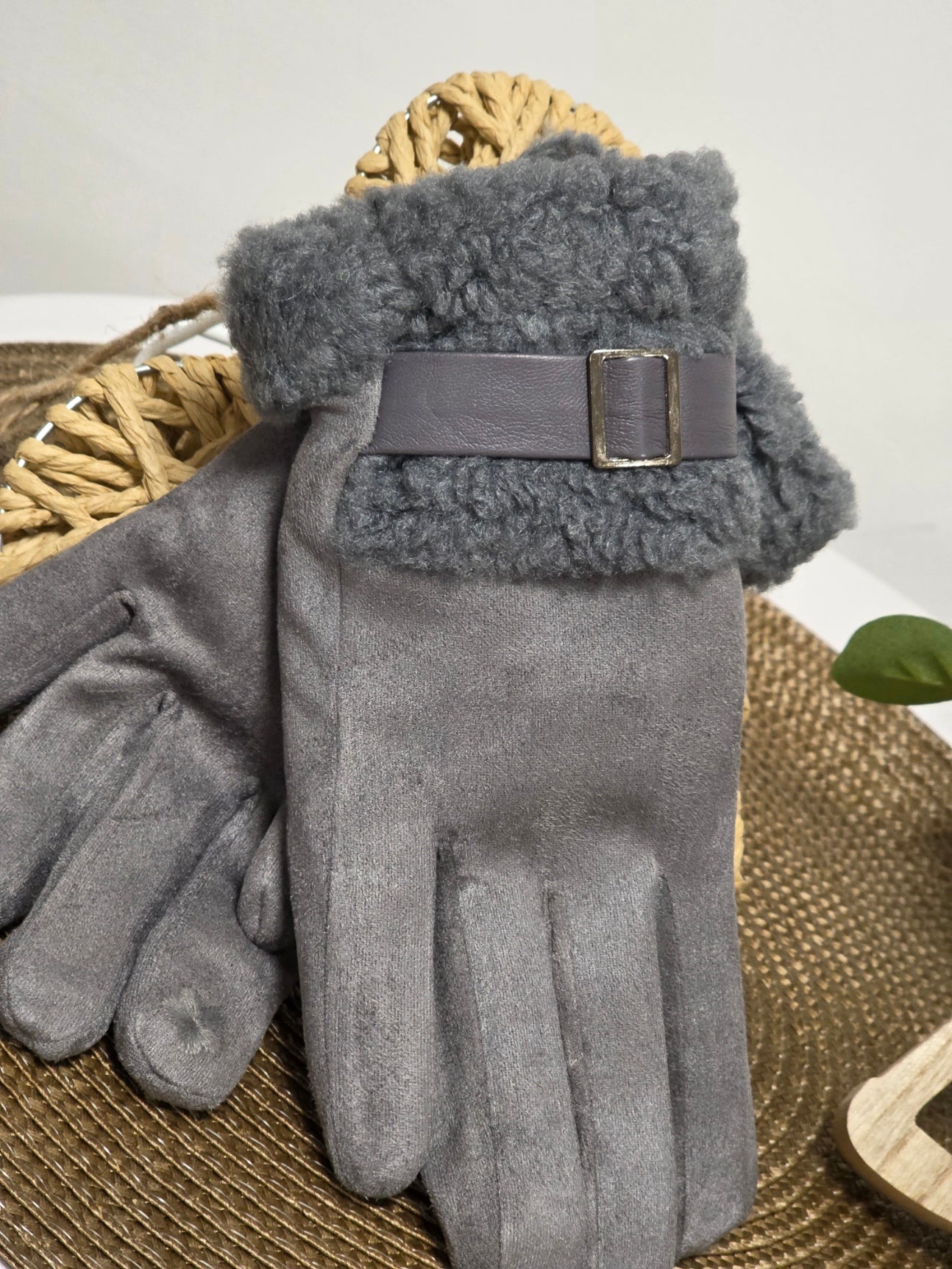 Nos Gants Tactile Femme Gris Clair