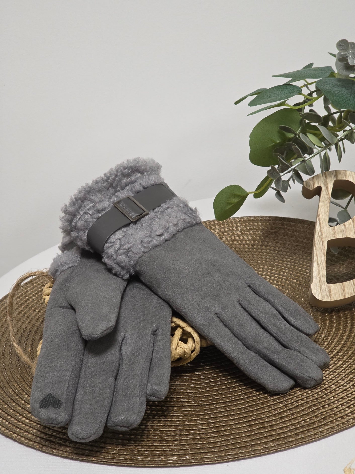 Nos Gants Tactile Femme Gris Foncé