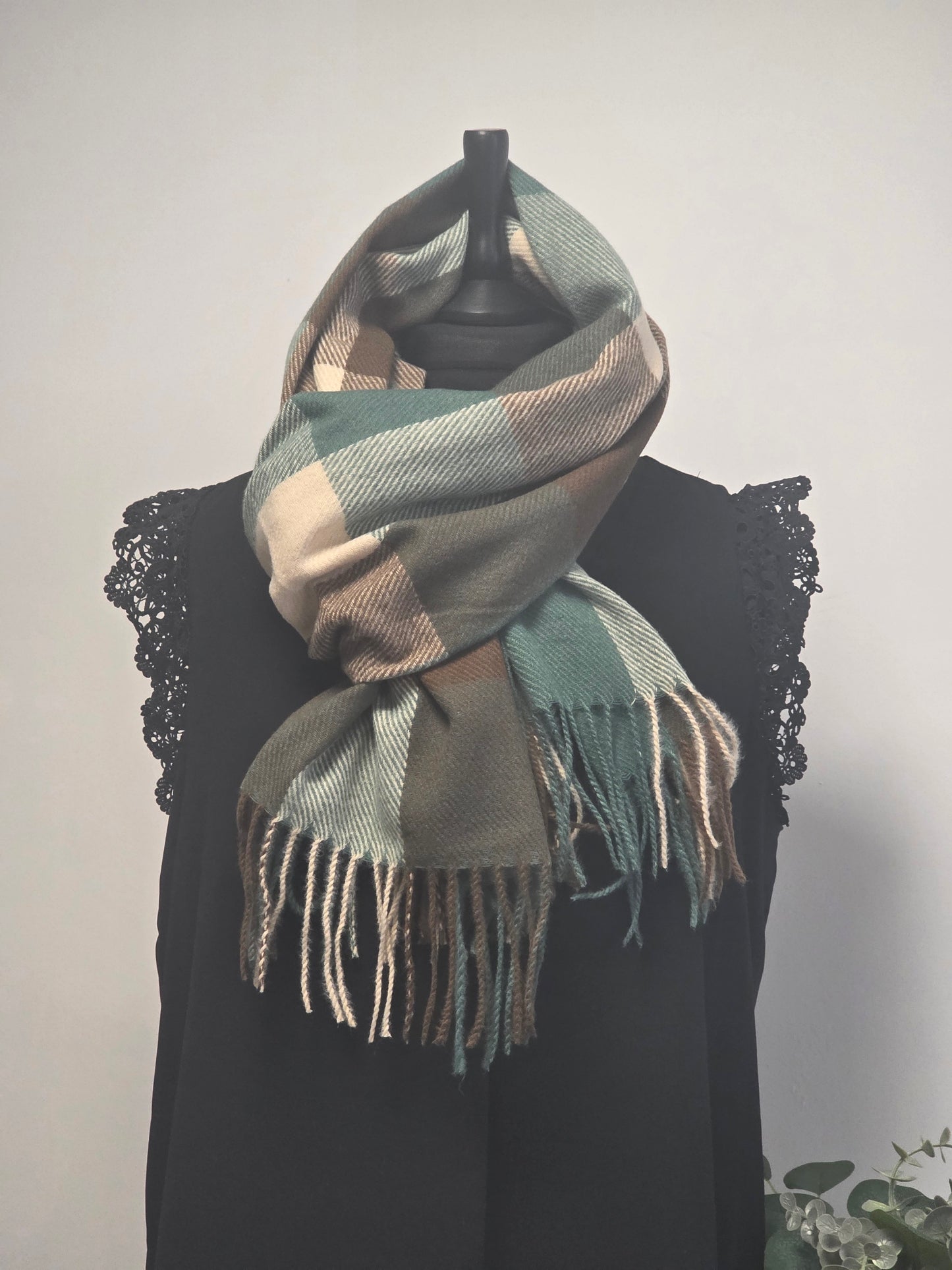 Echarpe Femme Tons Vert Maronné