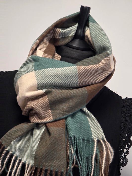 Echarpe Femme Tons Vert Maronné