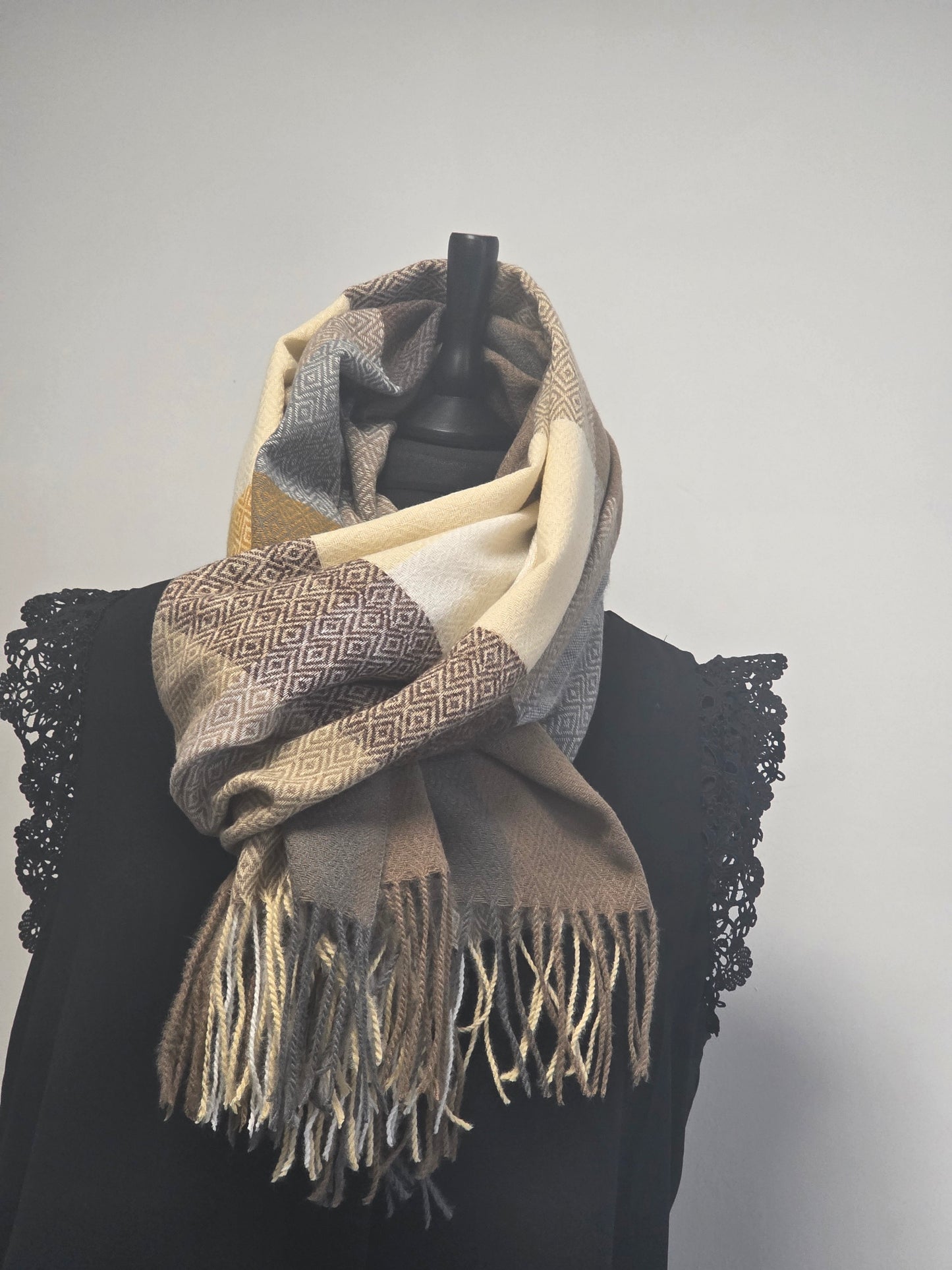 Echarpe Femme Tons Jaune Maronné