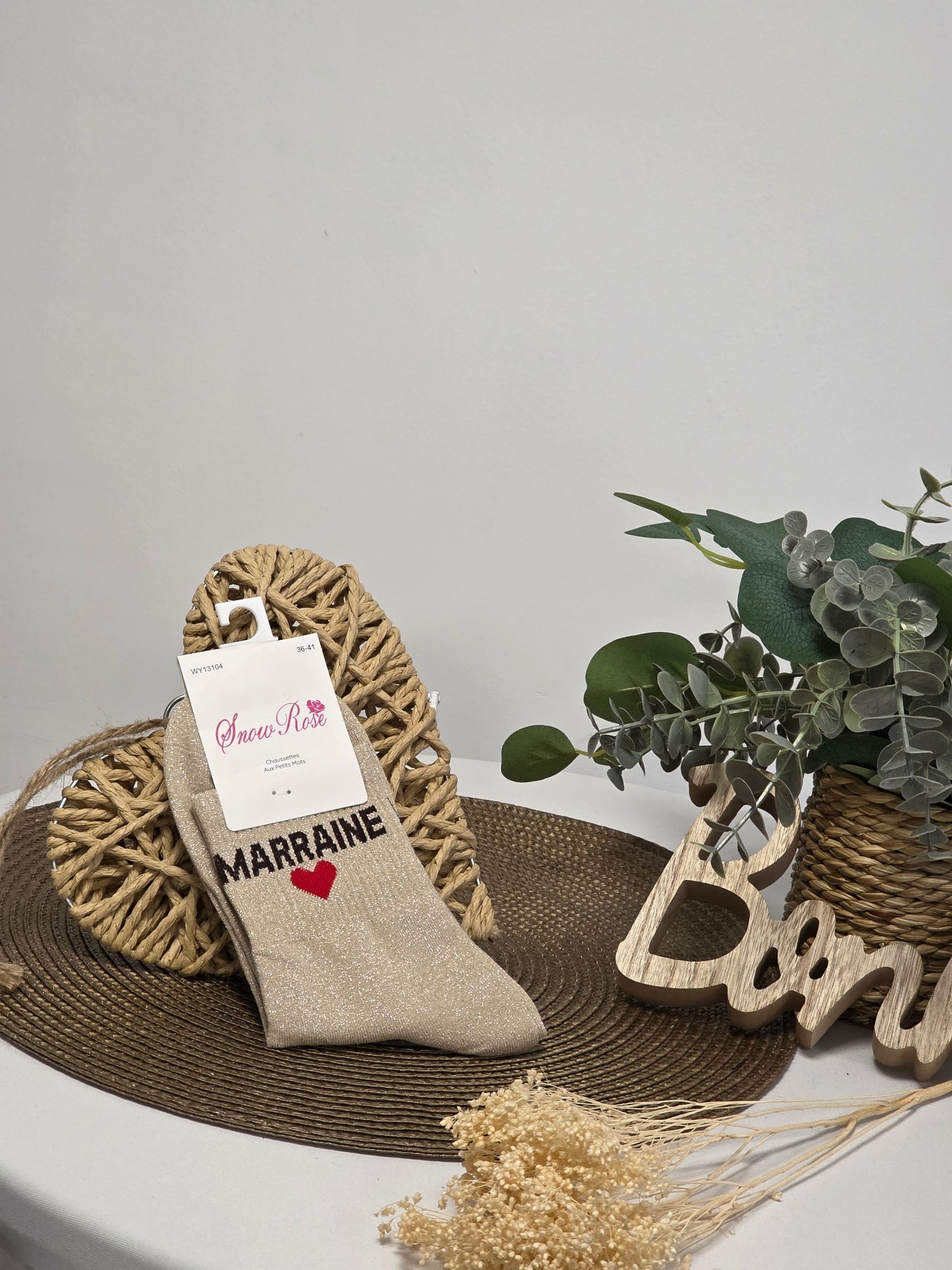 MARRAINE - Chaussette à Paillette Beige