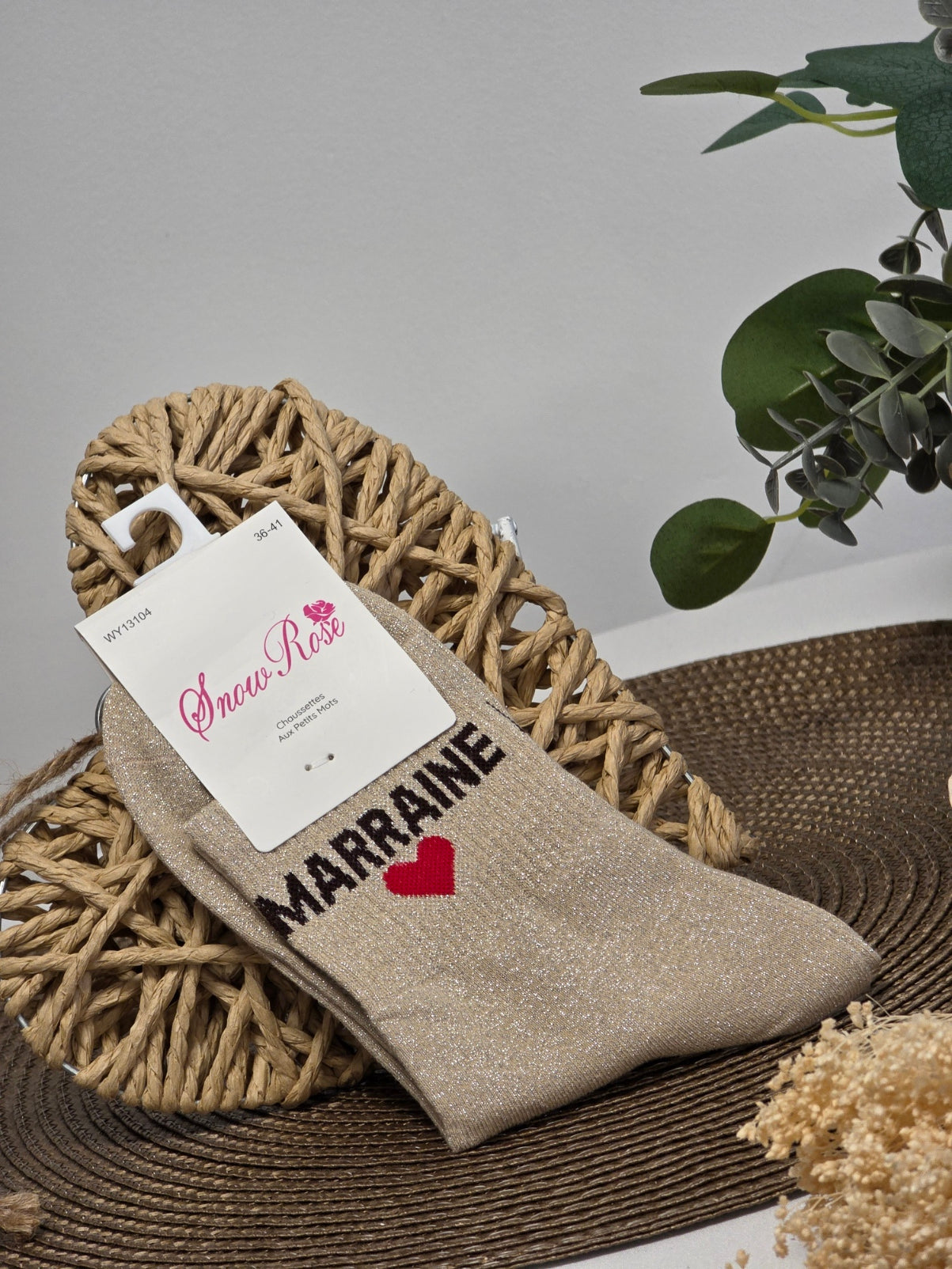 MARRAINE - Chaussette à Paillette Beige